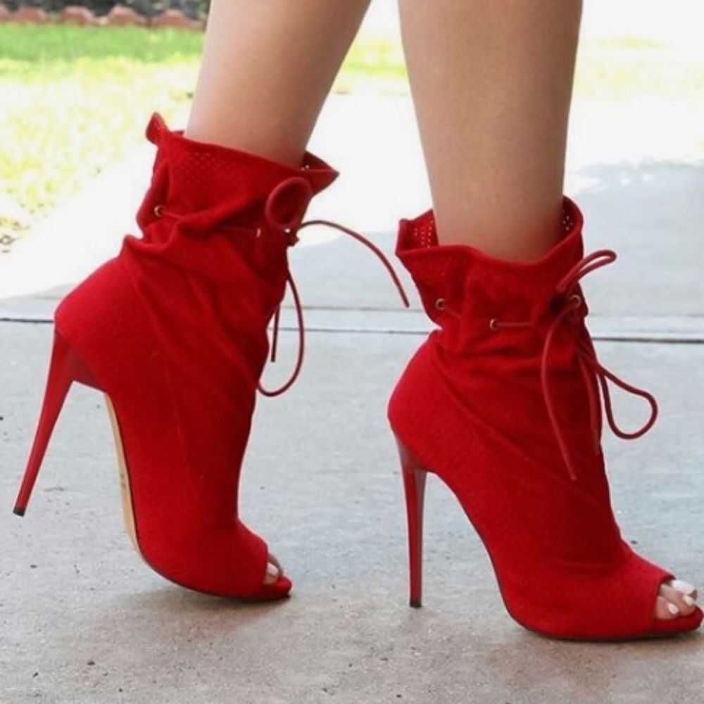 CITY SNAPPER PEEP-TOE HIGH HEEL STILETTO BOOTIE R3